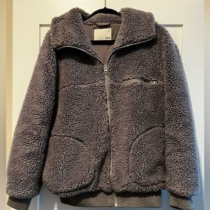 Wilfred teddy jacket in dark grey